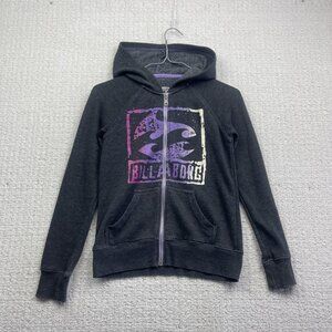 VTG Y2K Billabong Billy Girls Hoodie Zip Up Girl Sz M Skater Grunge Grey Surf